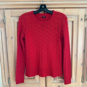 J. Crew Red Cable Knit Sweater EUC